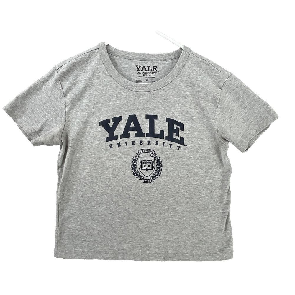 Yale University T Shirt Womens XL Gray Cotton Polyester Crew Neck Short Sleeve